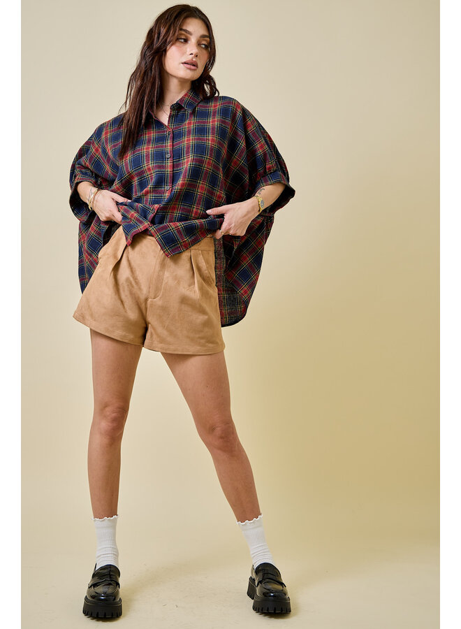 CARAMEL THREADS SUEDE SHORTS
