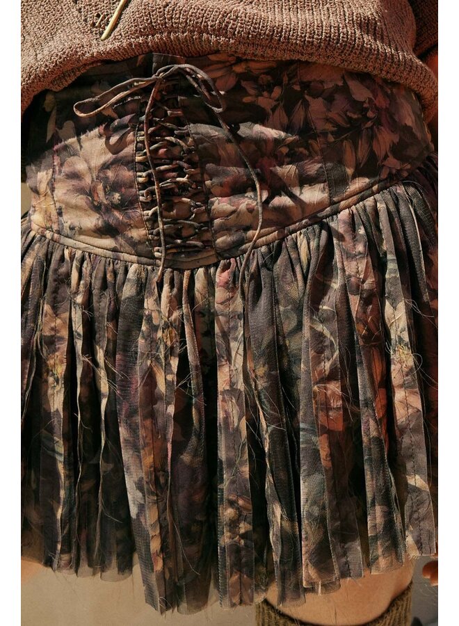 YOUNG LOVE LACE-UP MINI SKORT-CHOCOLATE