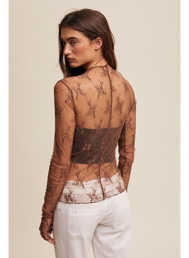 LACE LACE BABY LAYERING TOP-MOCHA