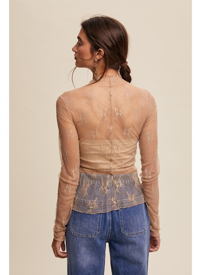 LACE LACE BABY LAYERING TOP-BEIGE