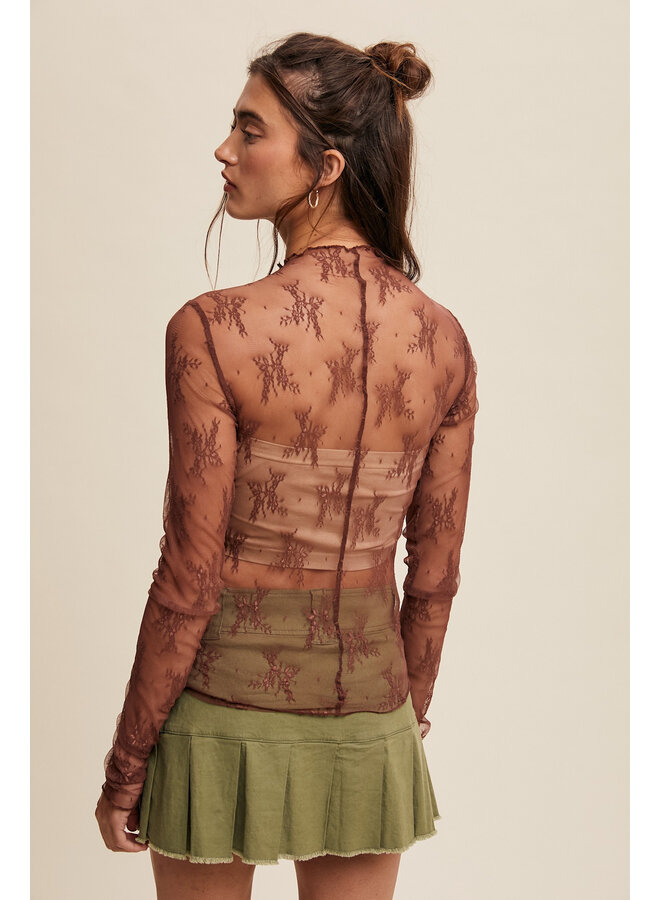 LACE LACE BABY LAYERING TOP-RED BEAN