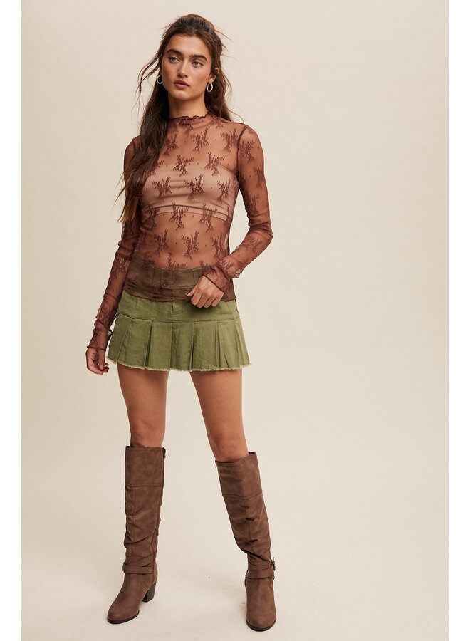 LACE LACE BABY LAYERING TOP-RED BEAN