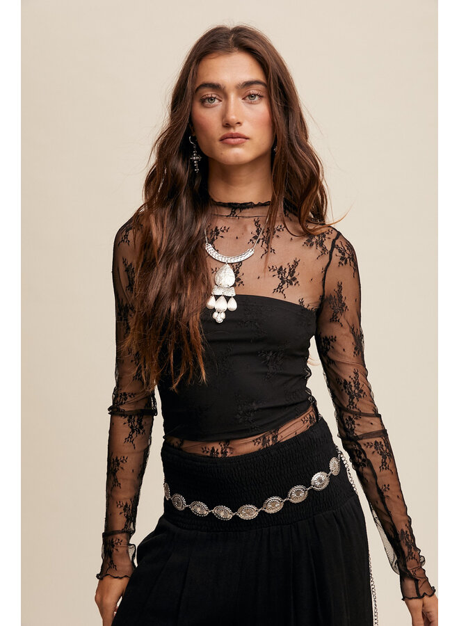 LACE LACE BABY LAYERING TOP-BLACK