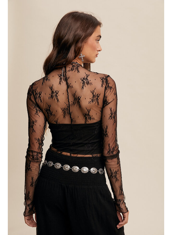 LACE LACE BABY LAYERING TOP-BLACK