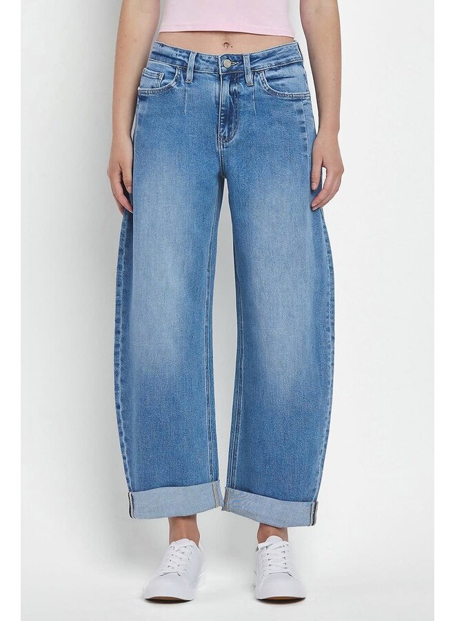 ADRIAN HIGH RISE CUFFED BARREL JEAN-LIGHT WASH