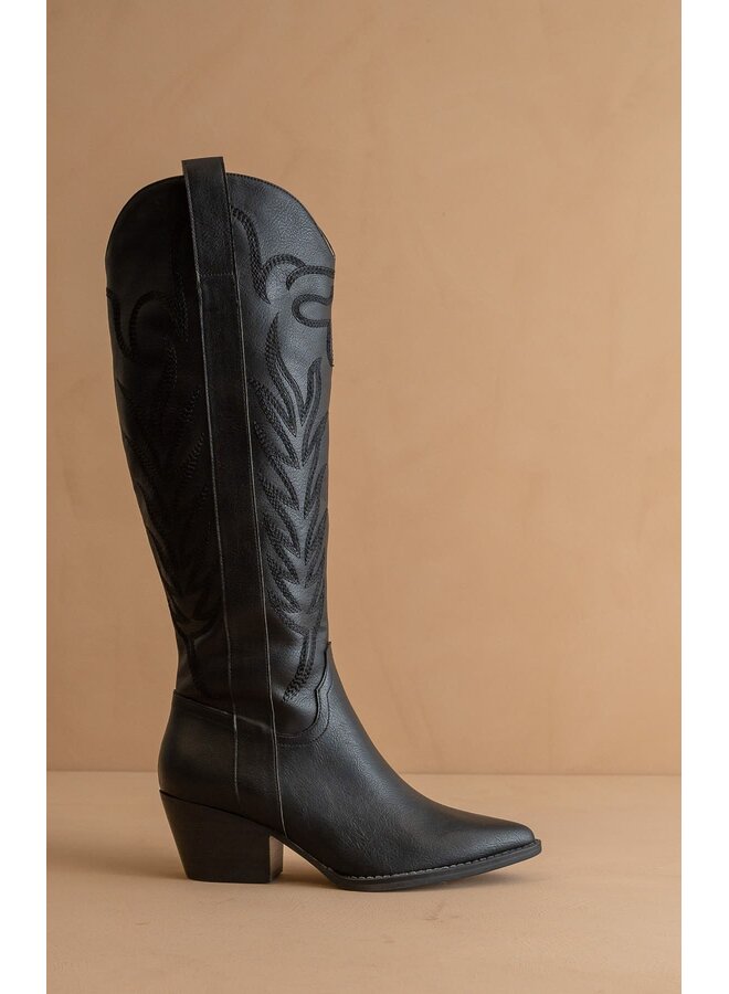 THE SAMARA EMBROIDERED TALL BOOT-BLACK