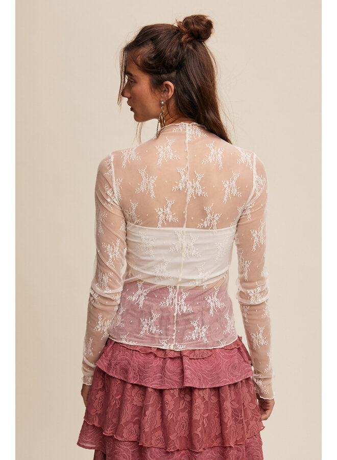 LACE LACE BABY LAYERING TOP-CREAM