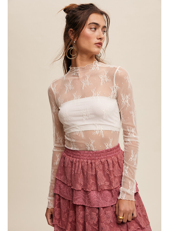 LACE LACE BABY LAYERING TOP-CREAM