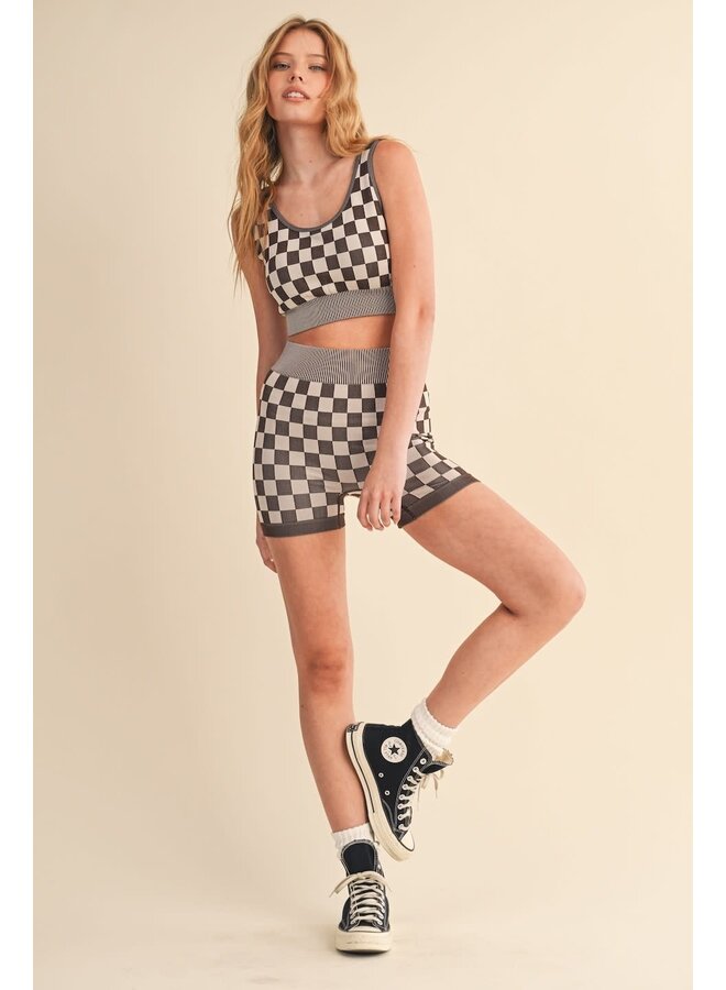 CHECK BABY ONE TWO! SET-CHOCOLATE