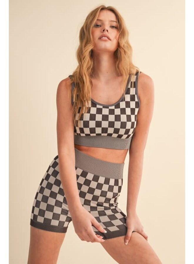 CHECK BABY ONE TWO! SET-CHOCOLATE