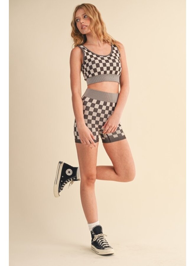 CHECK BABY ONE TWO! SET-CHOCOLATE