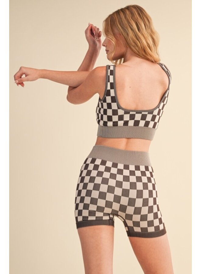 CHECK BABY ONE TWO! SET-CHOCOLATE