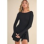 IT'S GIVING BALLERINA ATHLEISURE TIE FRONT DRESS-BLACK