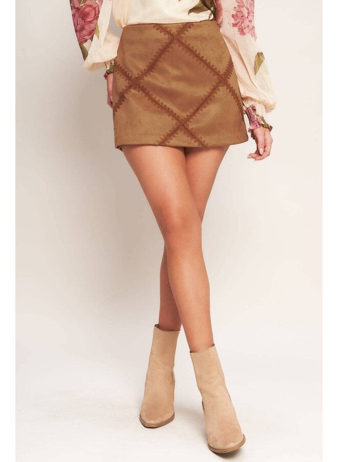 SUEDE STITCHES SKORT