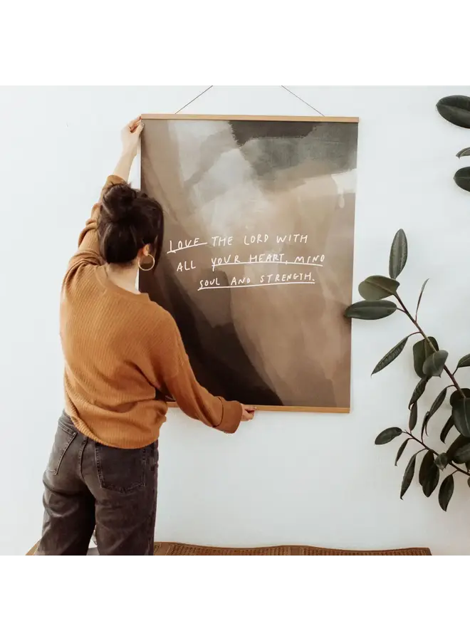 LOVE THE LORD PRINT ON 30X40 COTTON CANVAS W/ BANNER WOOD