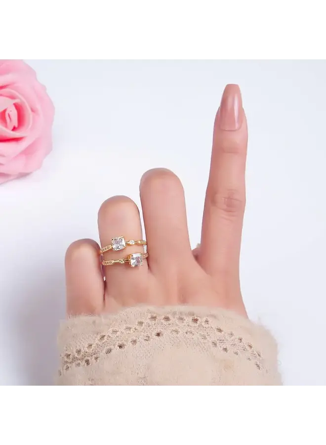 RILEY 24KGF ADJUSTABLE DOUBLE BAND RING