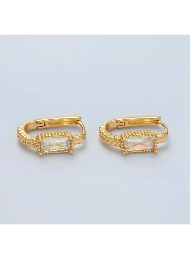 ELISE 24KGF OBLONG HUGGIE EARRINGS