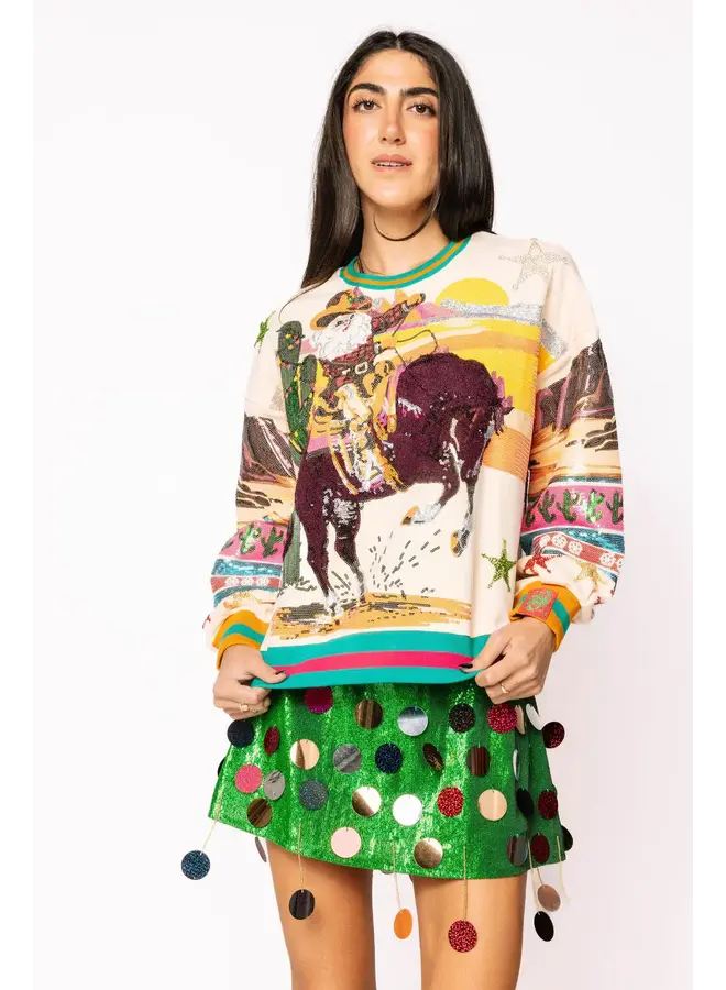 QOS VINTAGE COWBOY SANTA SWEATSHIRT