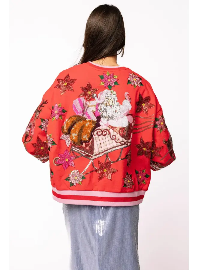 QOS VINTAGE POINSETTA SANTA SWEATSHIRT