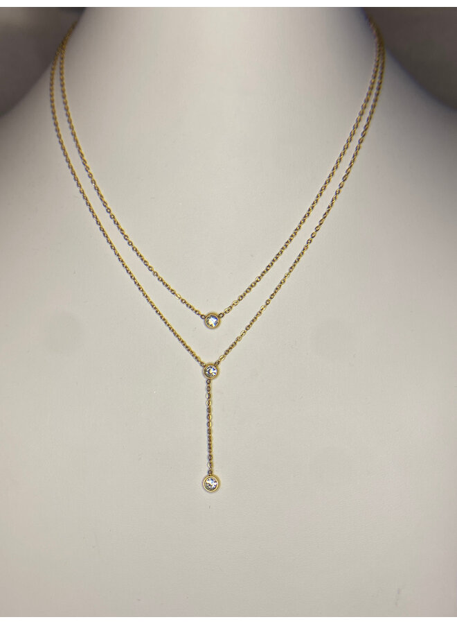NYLAH 24KGF LARIAT NECKLACE