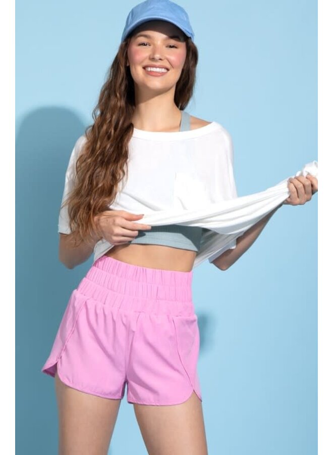 LENA ELASTICIZED WAIST ACTIVE WEAR SHORTS