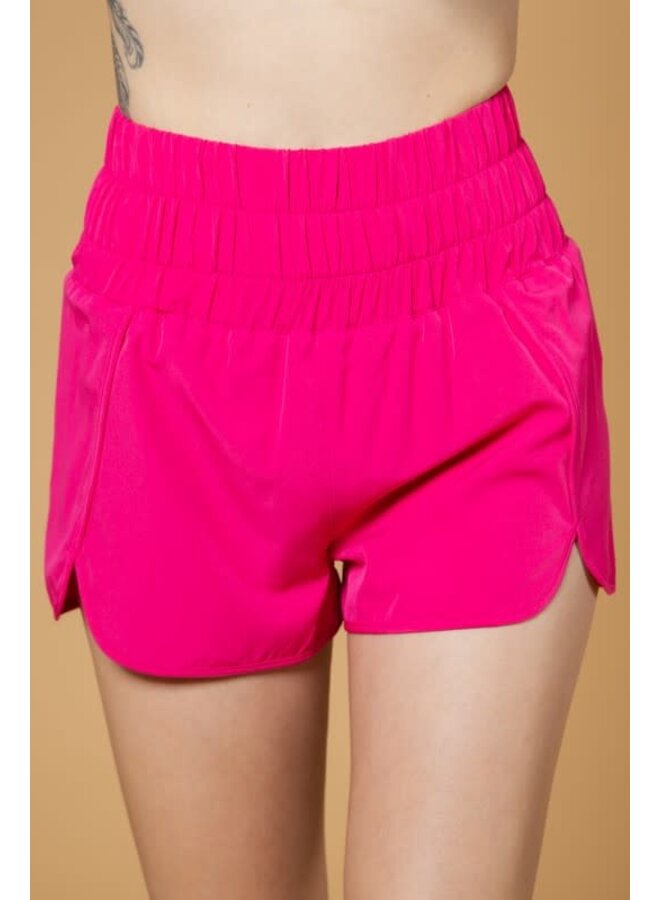 LENA ELASTICIZED WAIST ACTIVE WEAR SHORTS