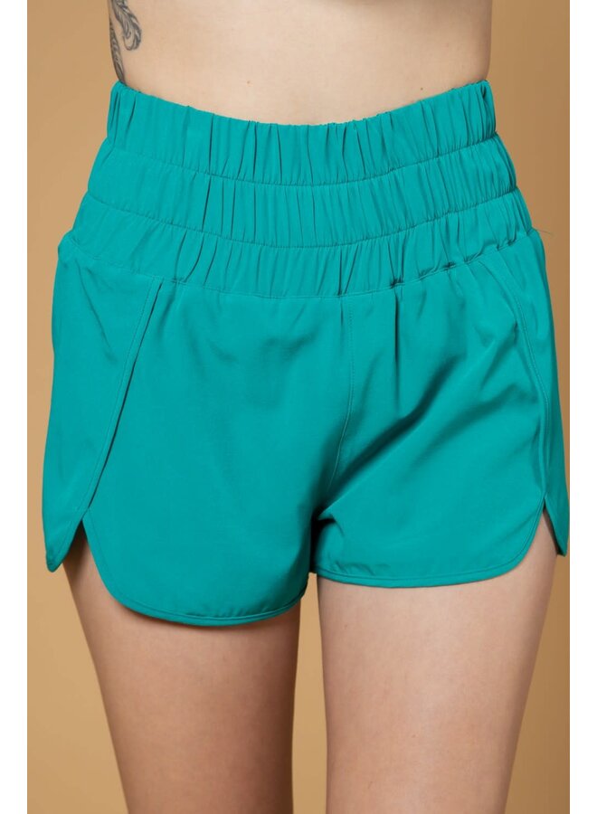 LENA ELASTICIZED WAIST ACTIVE WEAR SHORTS