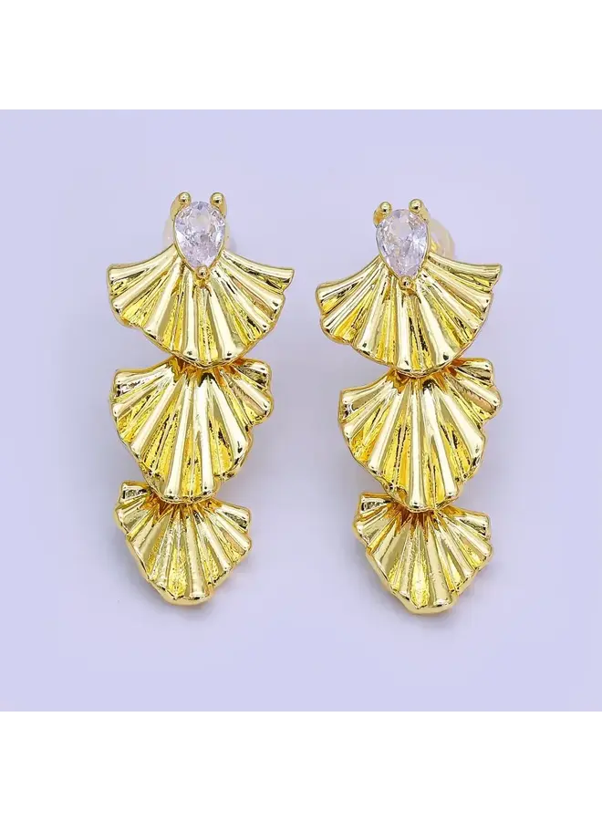 EVANGELINA 24KGF TRIPLE TIER EARRINGS