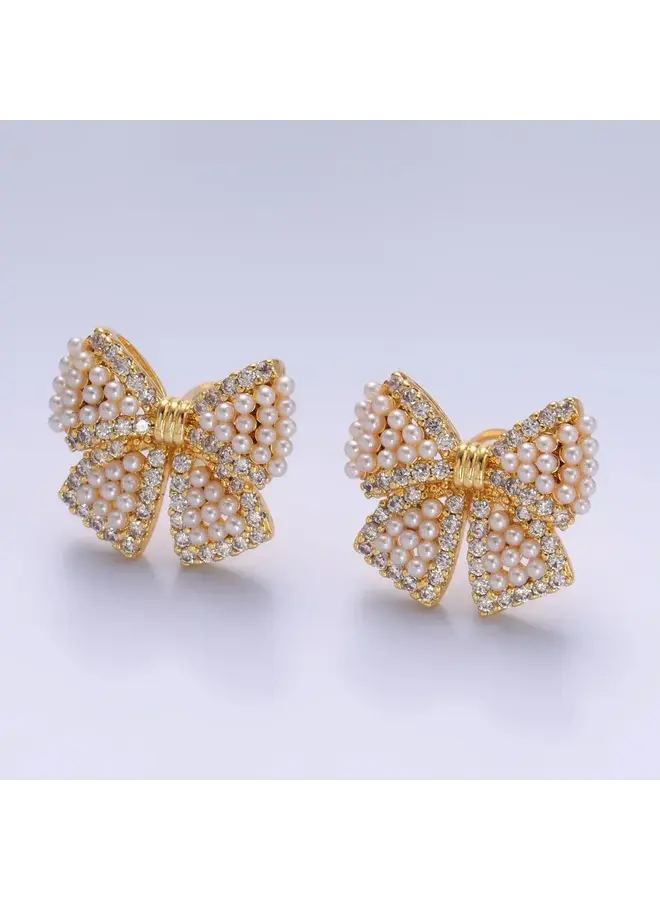 ARIELLE 24KGF PEARL BOW EARRINGS