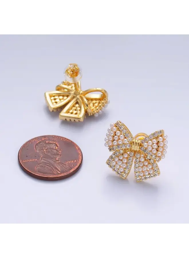 ARIELLE 24KGF PEARL BOW EARRINGS