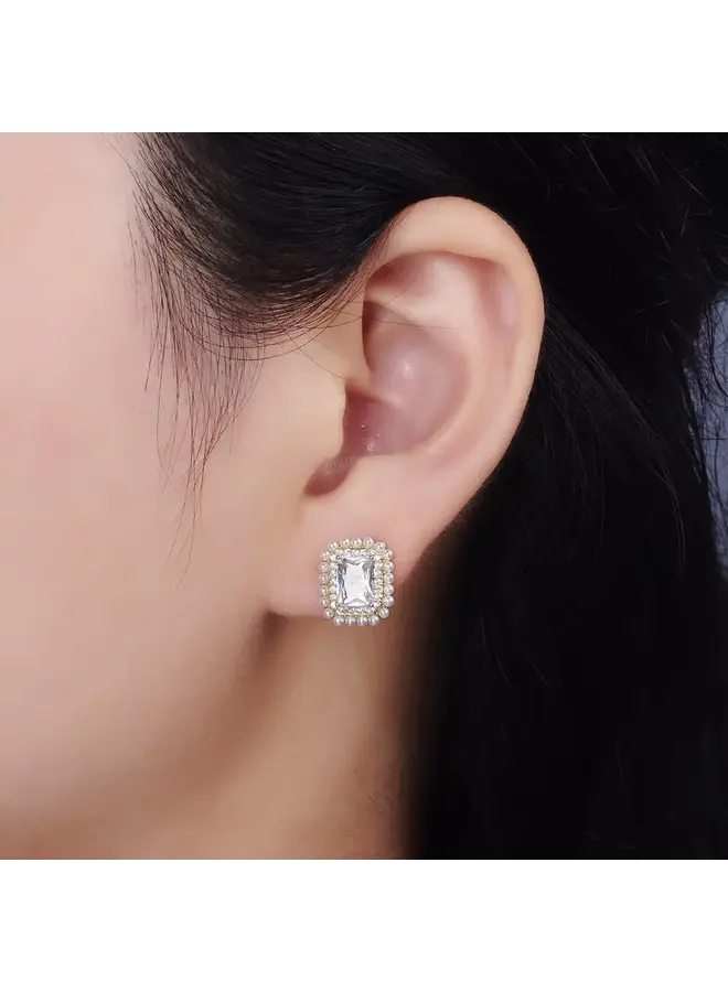 EVERLY PEARL LINED STUD EARRINGS