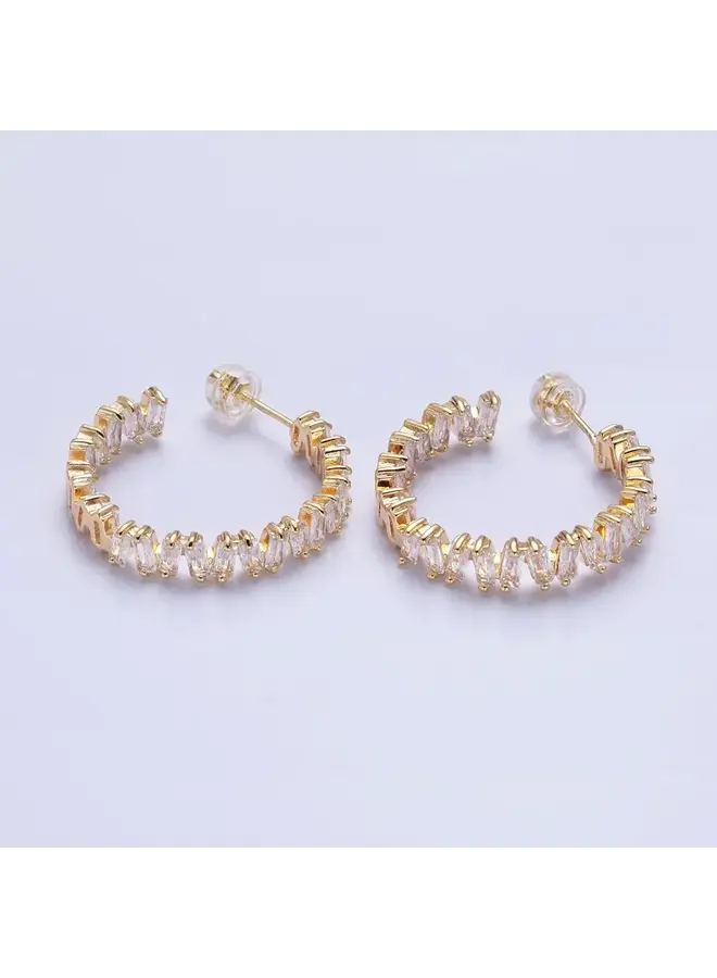 EVIE 24KGF STACKED BAGUETTE HOOP EARRINGS