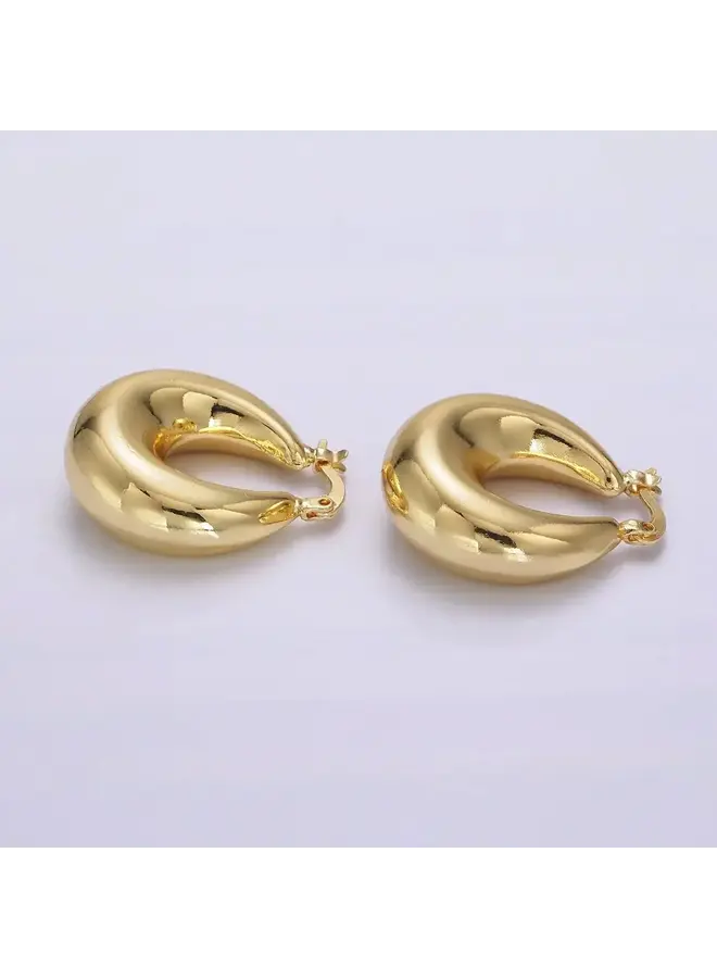 ALLIE 24KGF LATCH HOOP EARRINGS-25MM