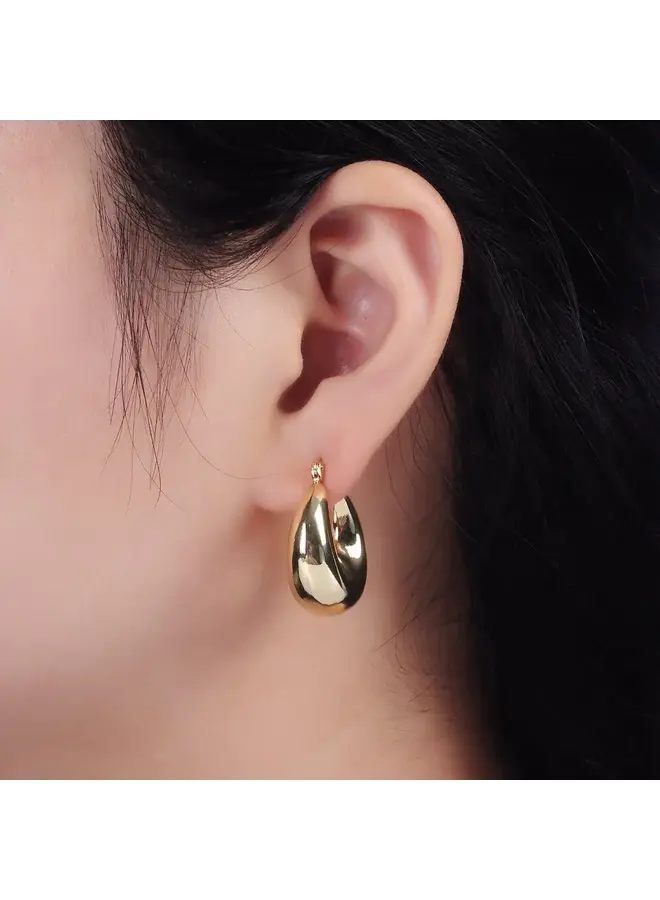 ALLIE 24KGF LATCH HOOP EARRINGS-25MM