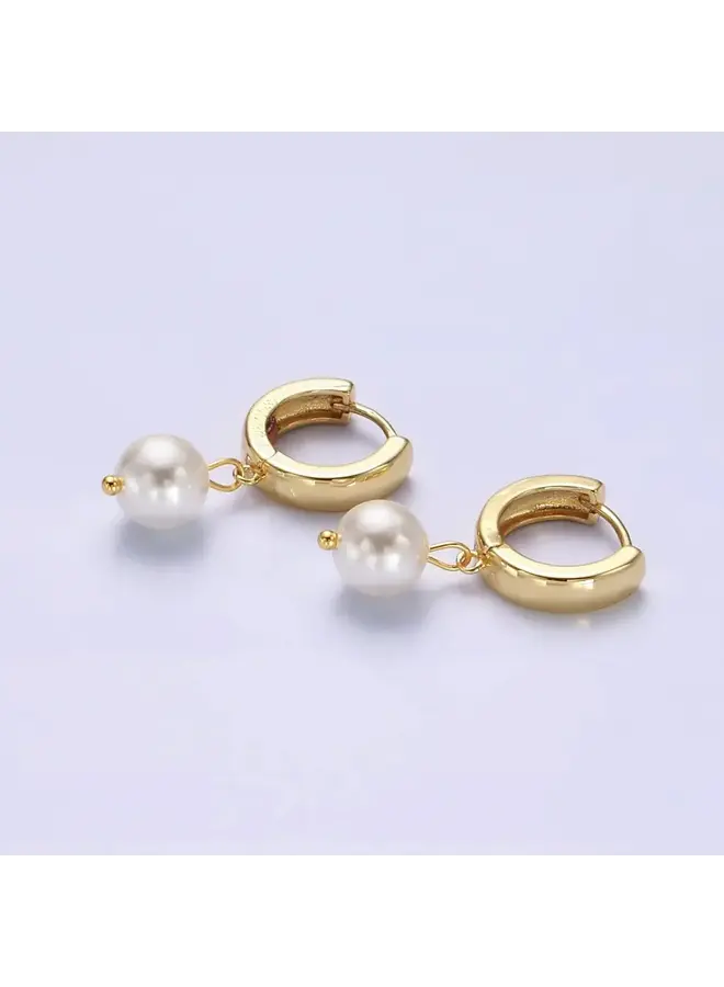 ADELA PEARL DROP HUGGIE EARRINGS