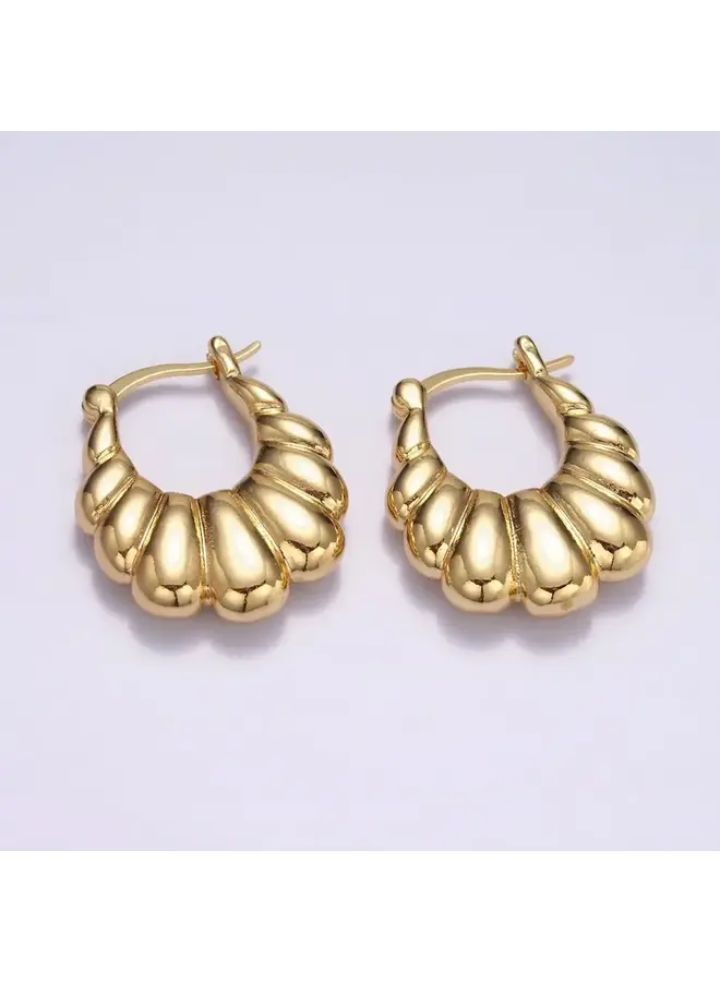 ALICE 24KGF PUFFED CROISSANT HOOP EARRINGS