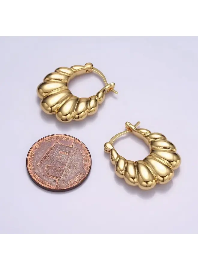 ALICE 24KGF PUFFED CROISSANT HOOP EARRINGS