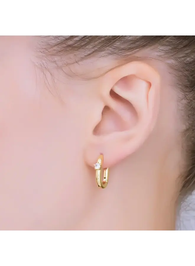 ELODIE 24KGF HUGGIE HOOP EARRINGS