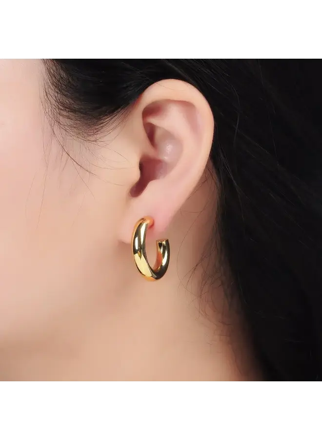 ANDE 24KGF CHUBBY HOOP EARRINGS-25MM