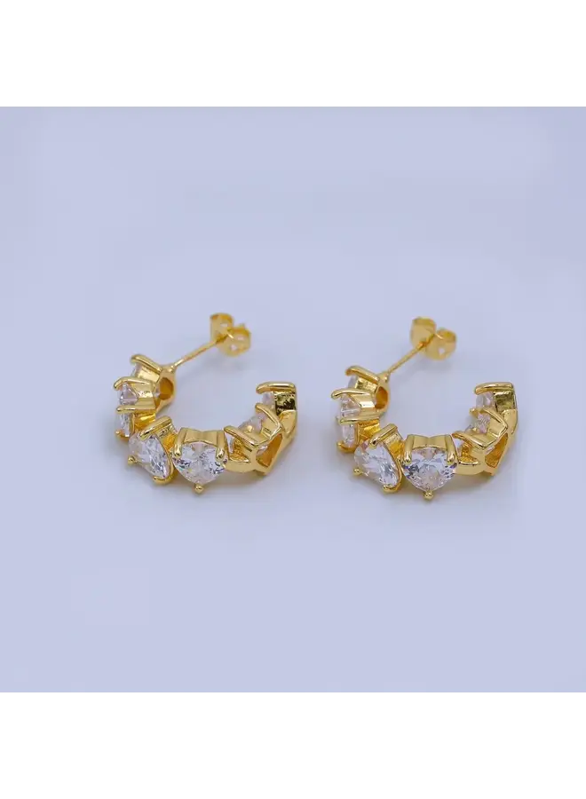 AMOR 24KGF HEART HOOP EARRINGS