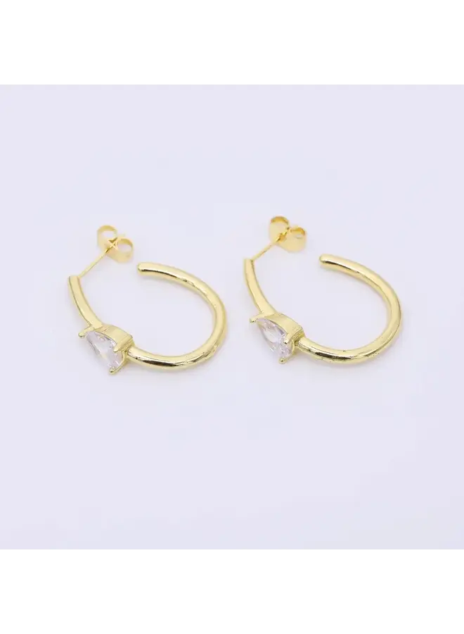 ANNE 24KGF TEARDROP HOOP EARRINGS