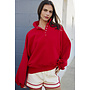 IN A SNAP BUTTON COLLARED SWEATER - RED