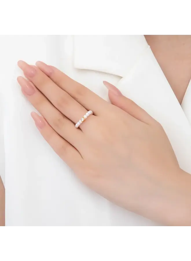 RY 18KGF PEARL STRETCH RING