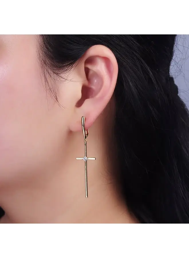 ANAYA 24KGF CROSS EARRINGS