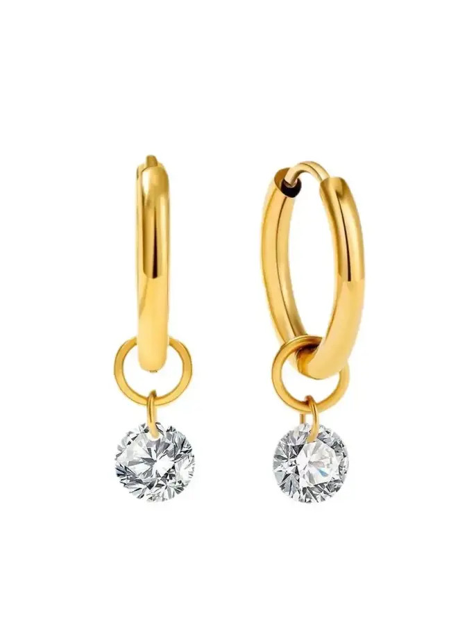 ELLE 14KGF HUGGIE EARRINGS