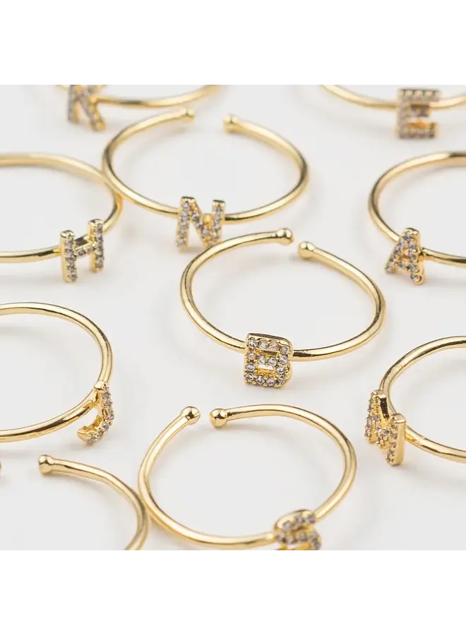 RUBY DAINTY INITIAL ADJUSTABLE RING