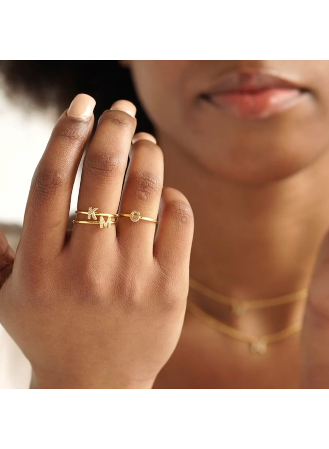 RUBY DAINTY INITIAL ADJUSTABLE RING