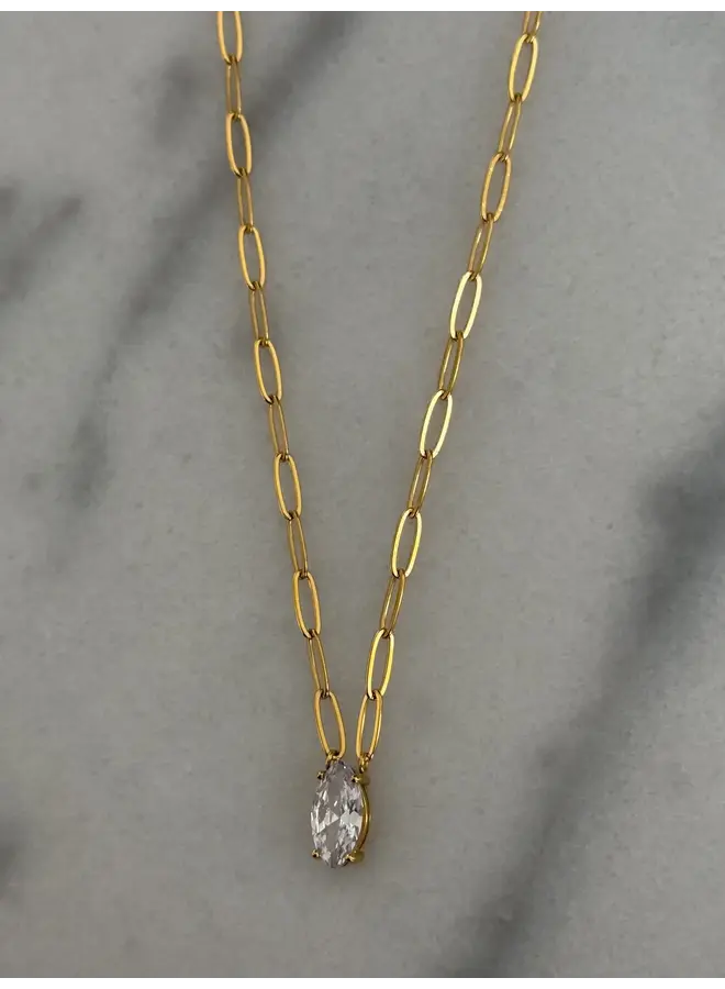 NOREEN 18KGP PAPERCLIP CHAIN NECKLACE