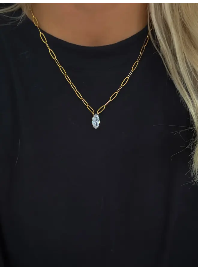 NOREEN 18KGP PAPERCLIP CHAIN NECKLACE