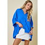 TEAGAN OVERSIZED BUTTON DOWN TOP - AZURE